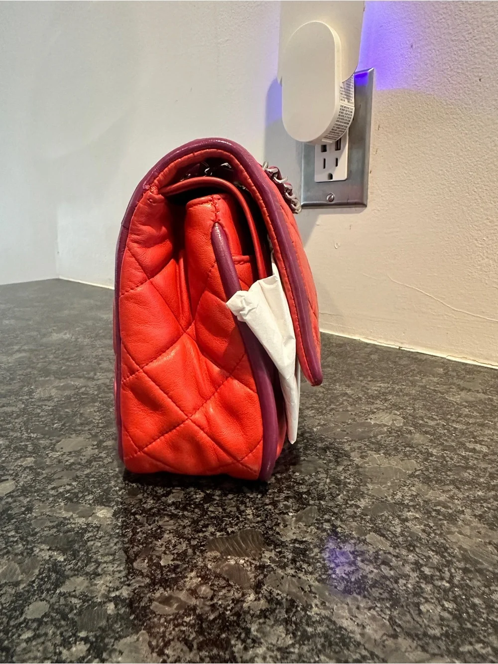 Y2K Chanel Quilted Leather Flap Bag in Red with Pink Trim